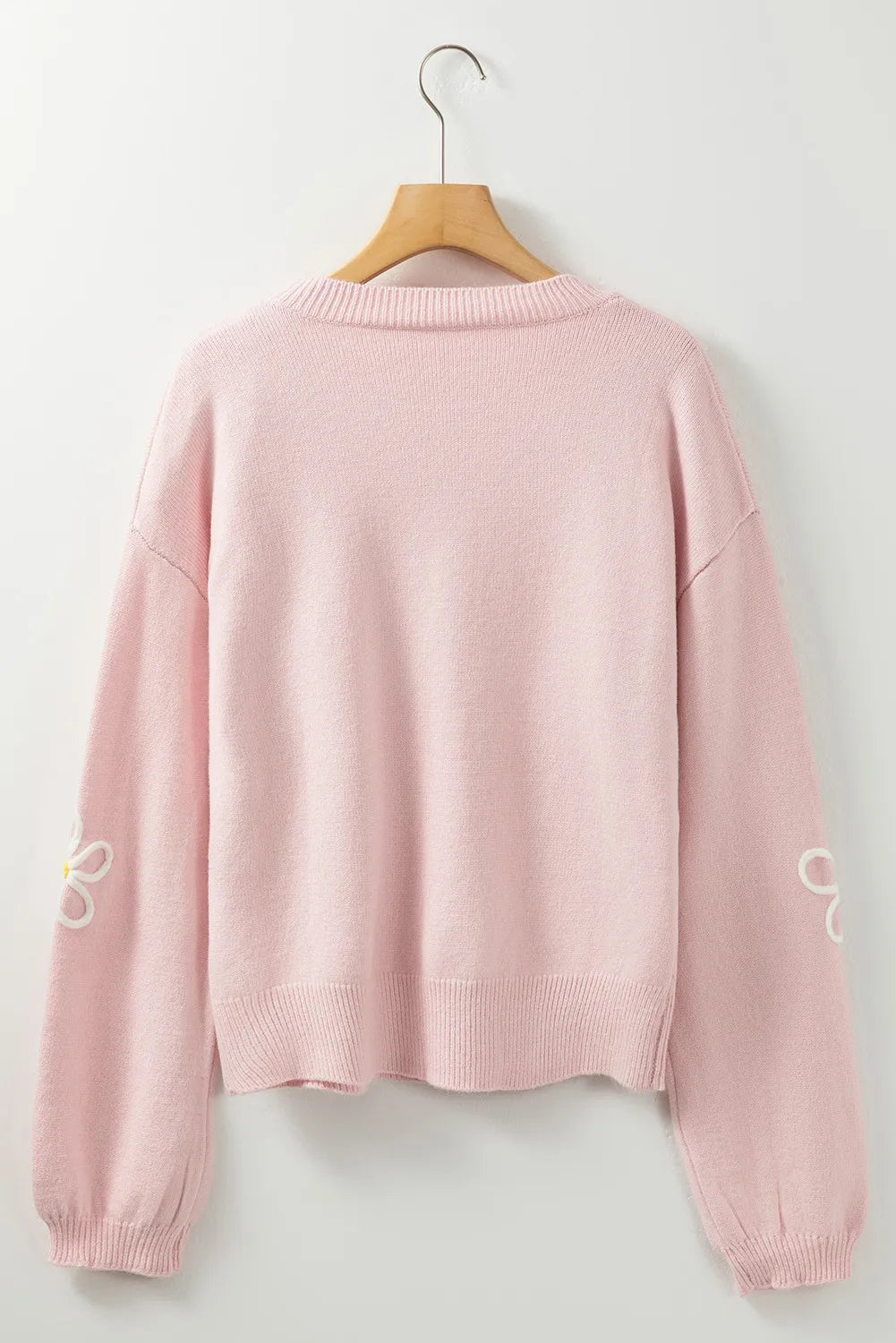Flower Round Neck Dropped Shoulder Sweater - The Goddess Galleries
