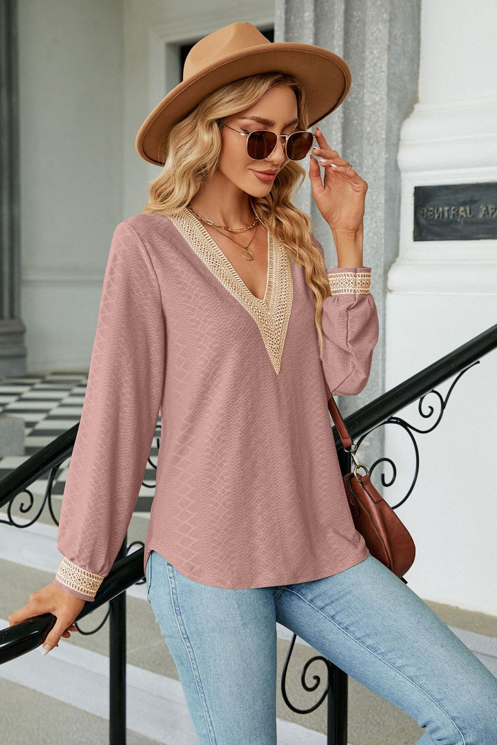 V-Neck Long Sleeve Blouse - The Goddess Galleries