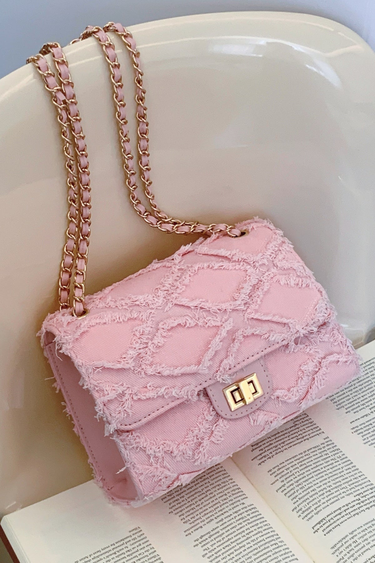 Raw Hem Denim Crossbody Bag - The Goddess Galleries