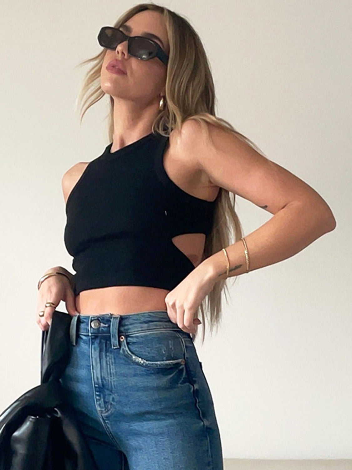 Cutout Round Neck Tank - The Goddess Galleries