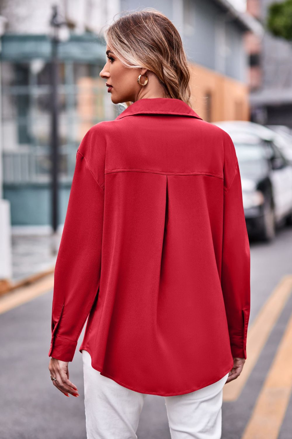 Dropped Shoulder Longline Shirt with Pockets - The Goddess Galleries