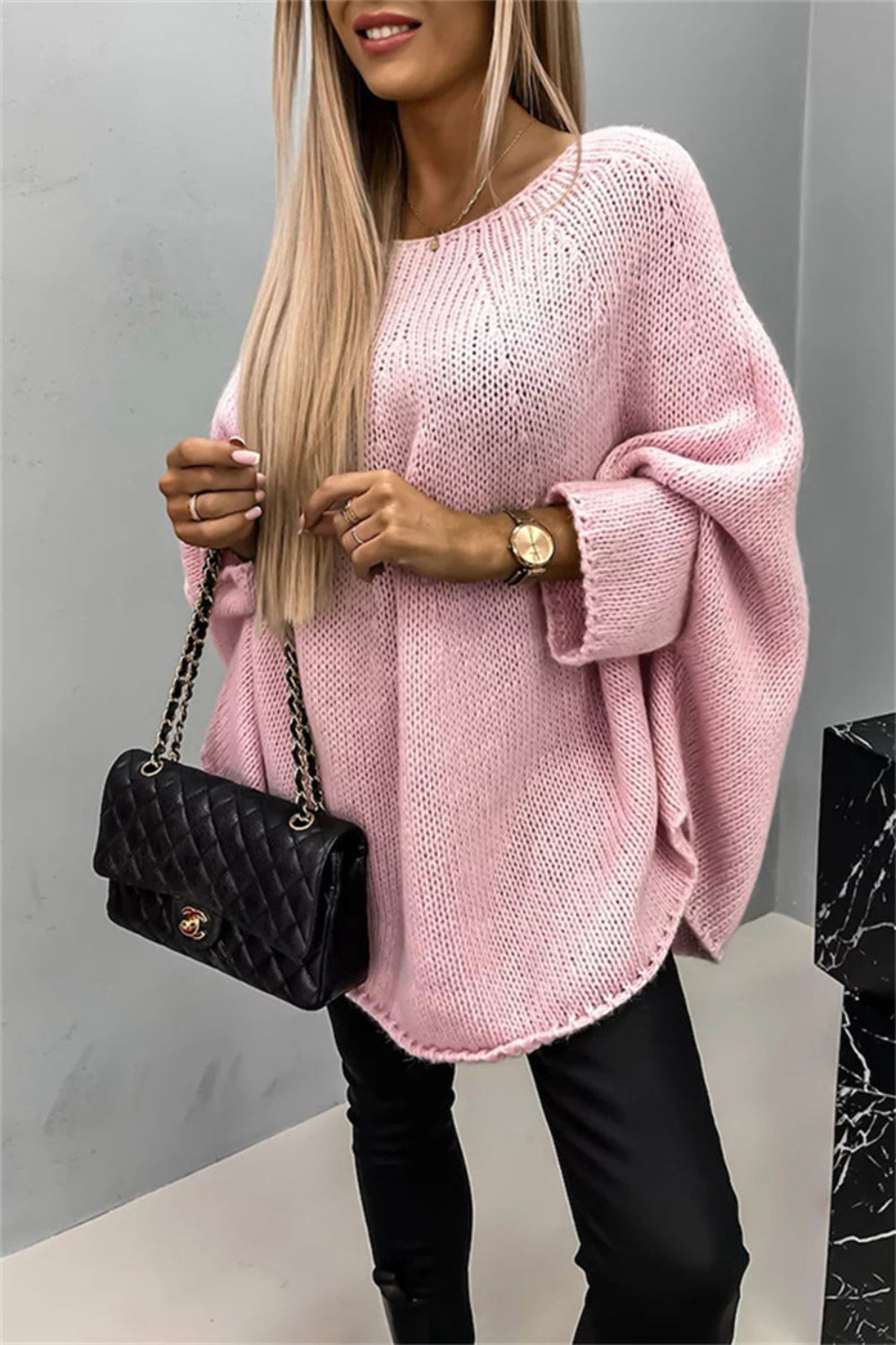 Round Neck Batwing Sleeve Sweater - The Goddess Galleries