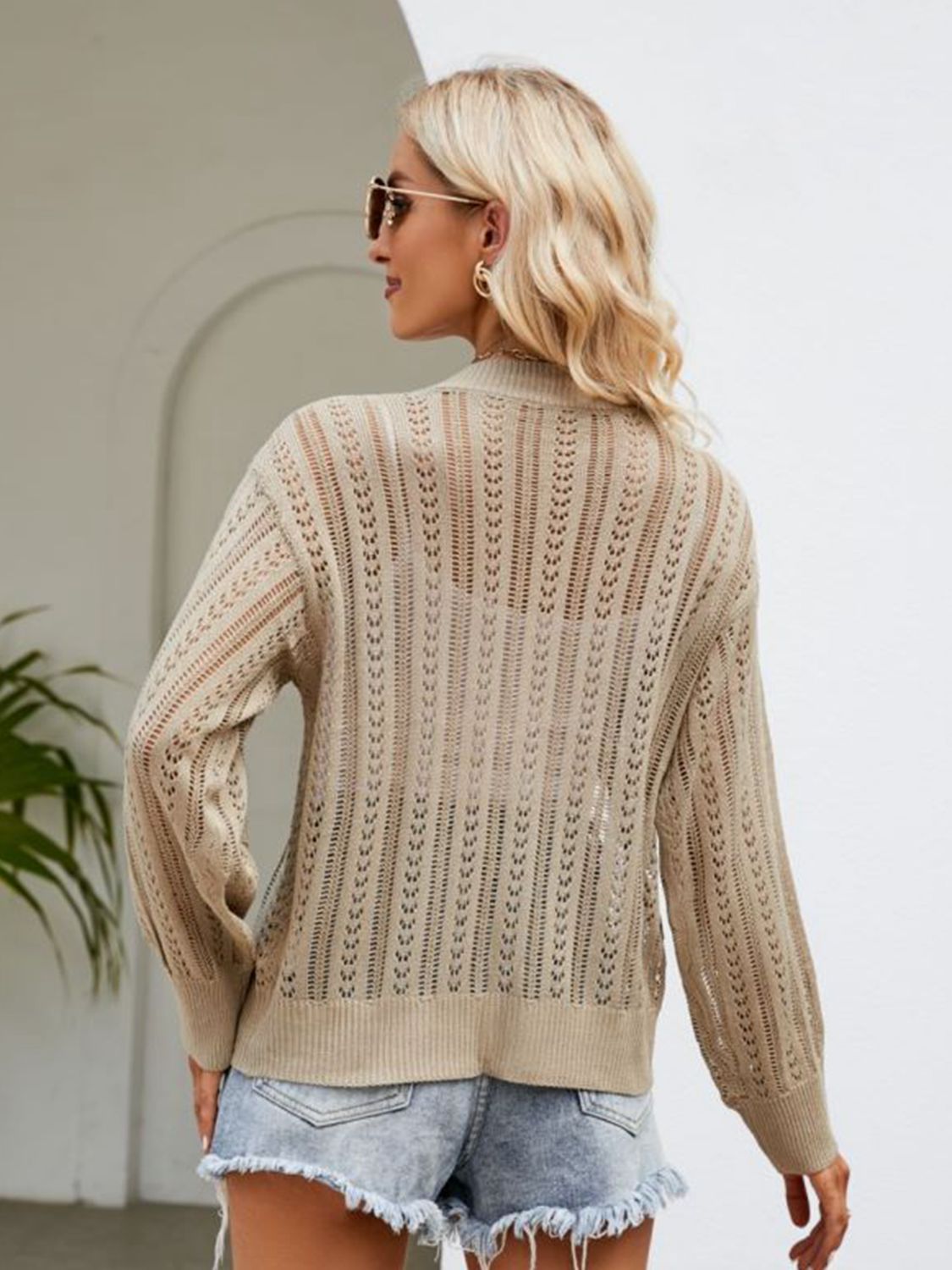 Button Down Ribbed Trim Cardigan - The Goddess Galleries