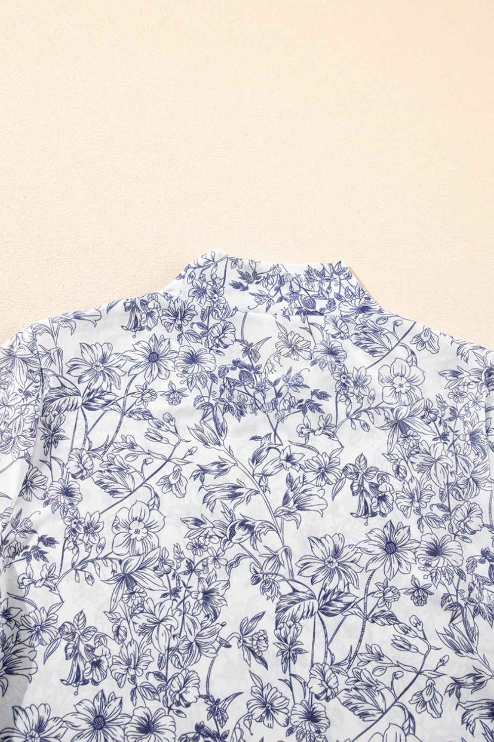 Printed Mock Neck Long Sleeve Blouse - The Goddess Galleries
