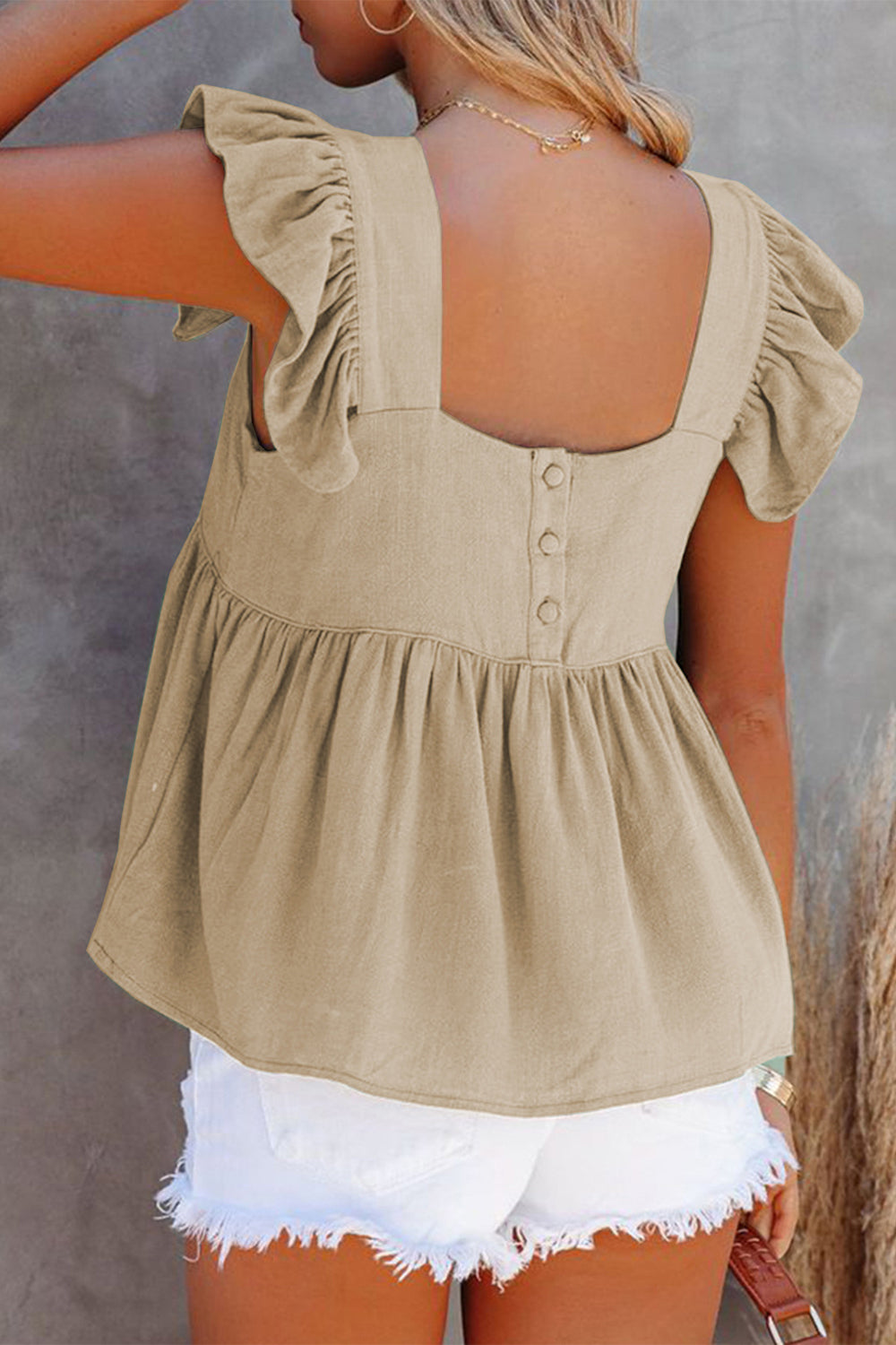 Full Size Ruffled Square Neck Cap Sleeve Blouse - The Goddess Galleries