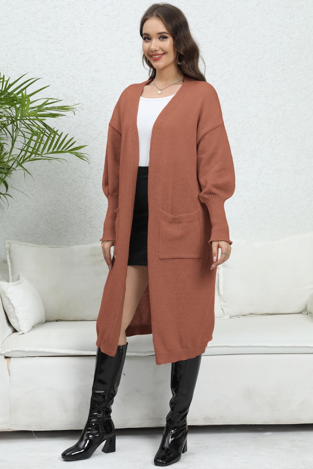 Open Front Dropped Shoulder Cardigan - The Goddess Galleries