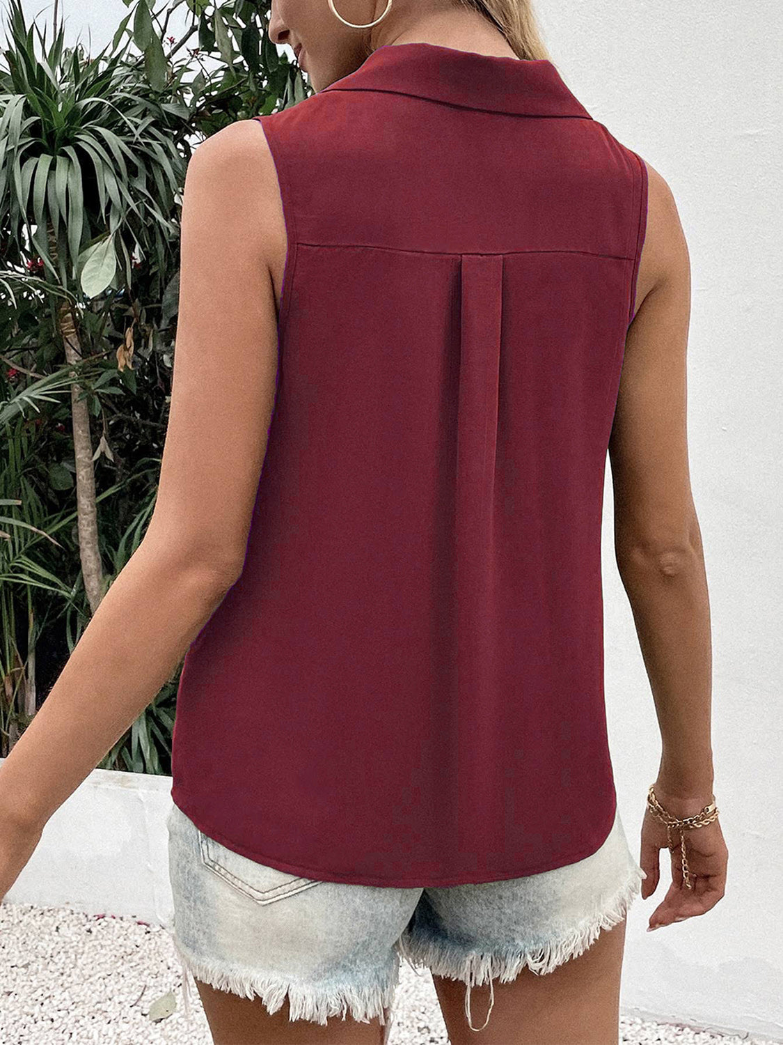 Full Size Johnny Collar Button Up Tank - The Goddess Galleries