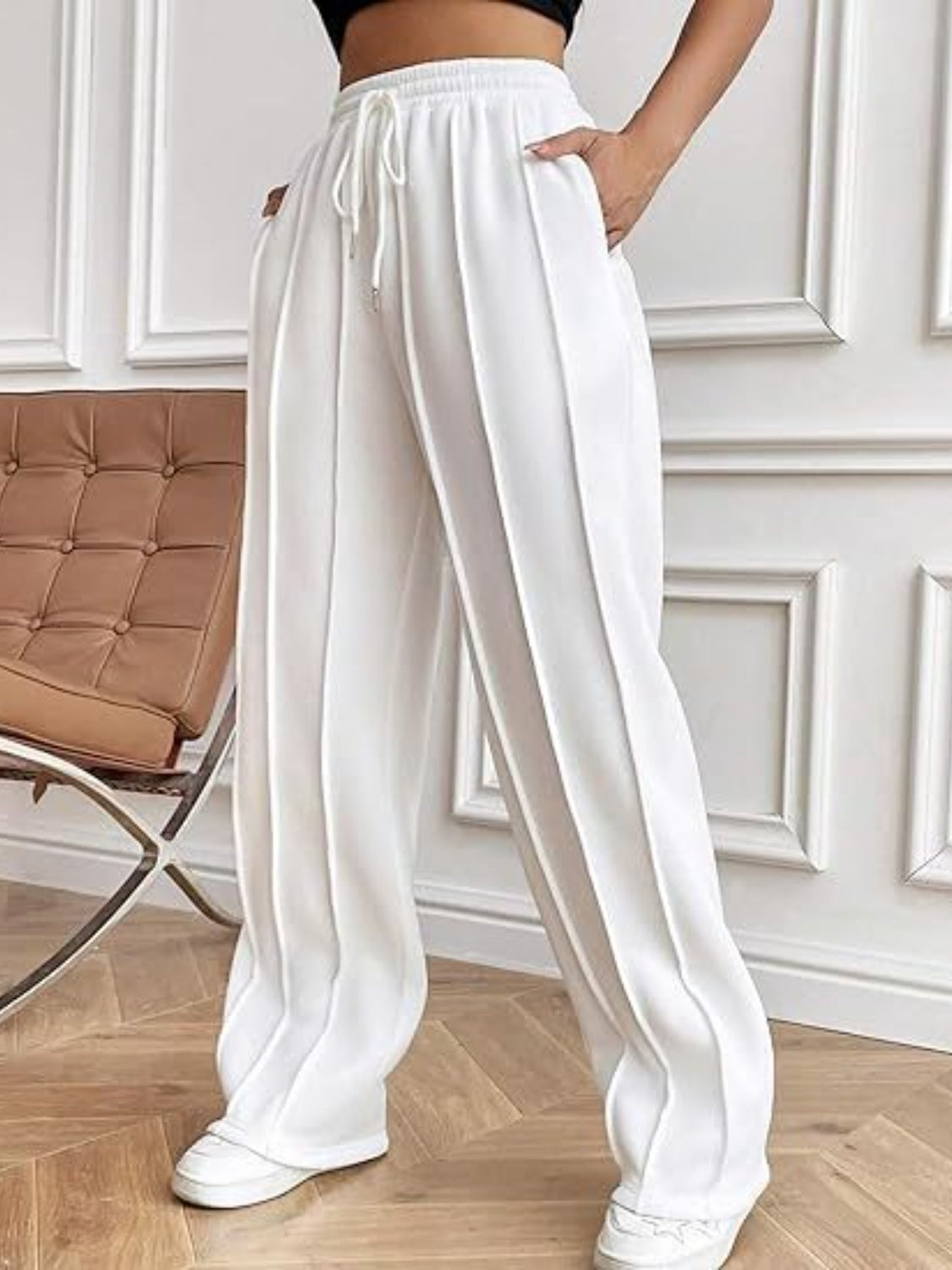 Drawstring Wide Leg Pants with Pockets - The Goddess Galleries
