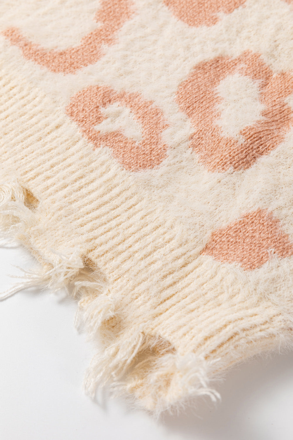 Distressed Trim Leopard V-Neck Sweater - The Goddess Galleries