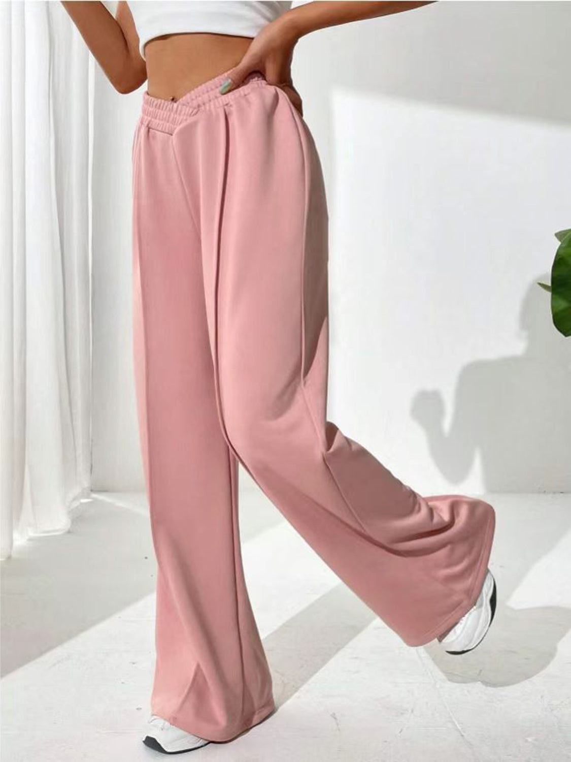 Elastic Waist Wide Leg Pants - The Goddess Galleries