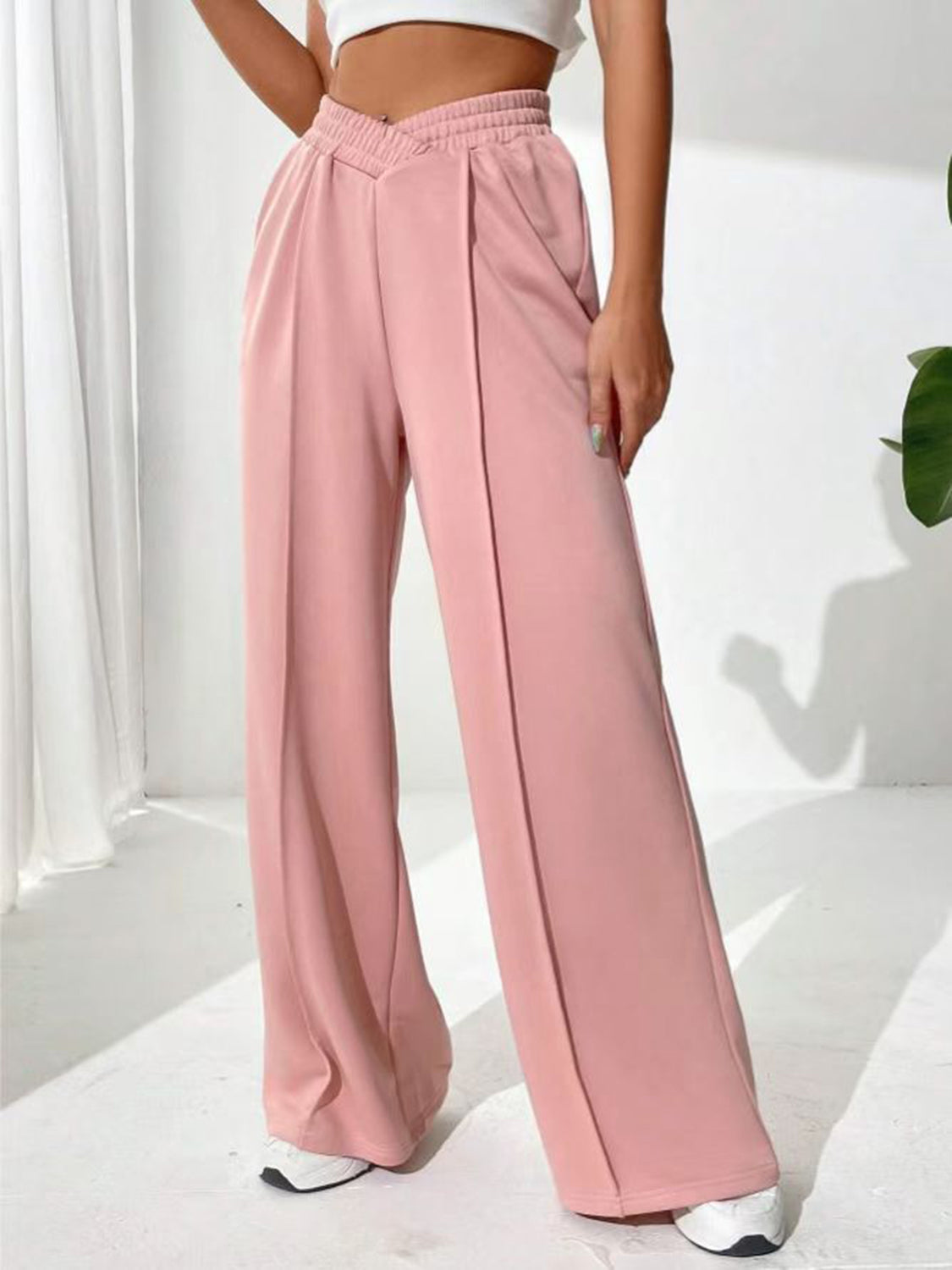 Elastic Waist Wide Leg Pants - The Goddess Galleries