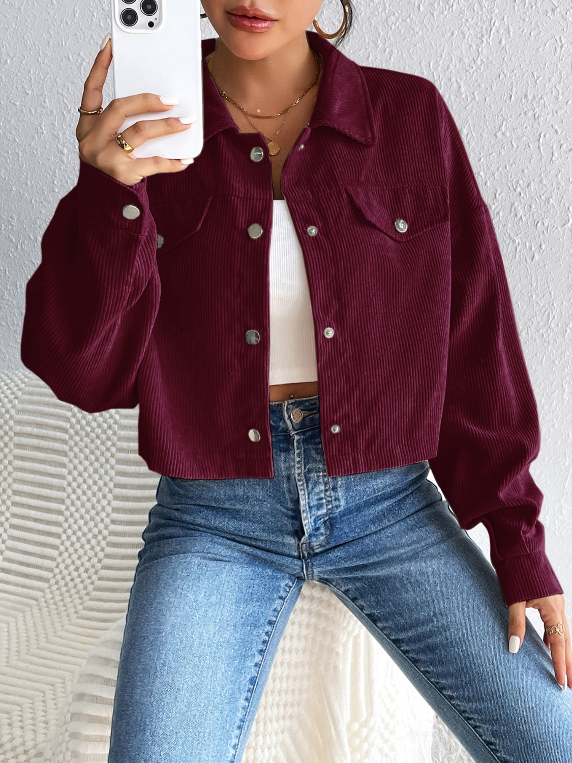 Honey Snap Down Long Sleeve Jacket - The Goddess Galleries