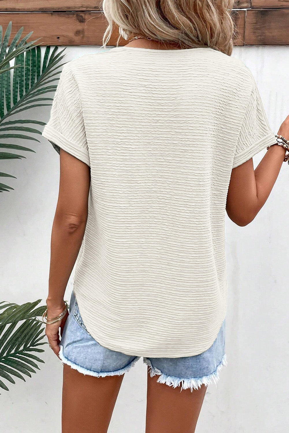 V-Neck Short Sleeve Blouse - The Goddess Galleries