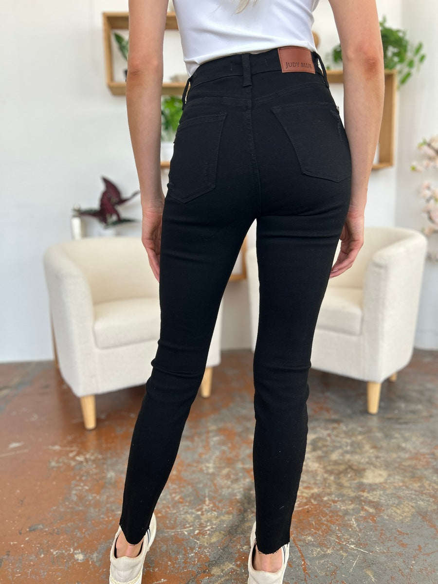 Judy Blue Full Size Distressed Tummy Control High Waist Skinny Jeans - The Goddess Galleries