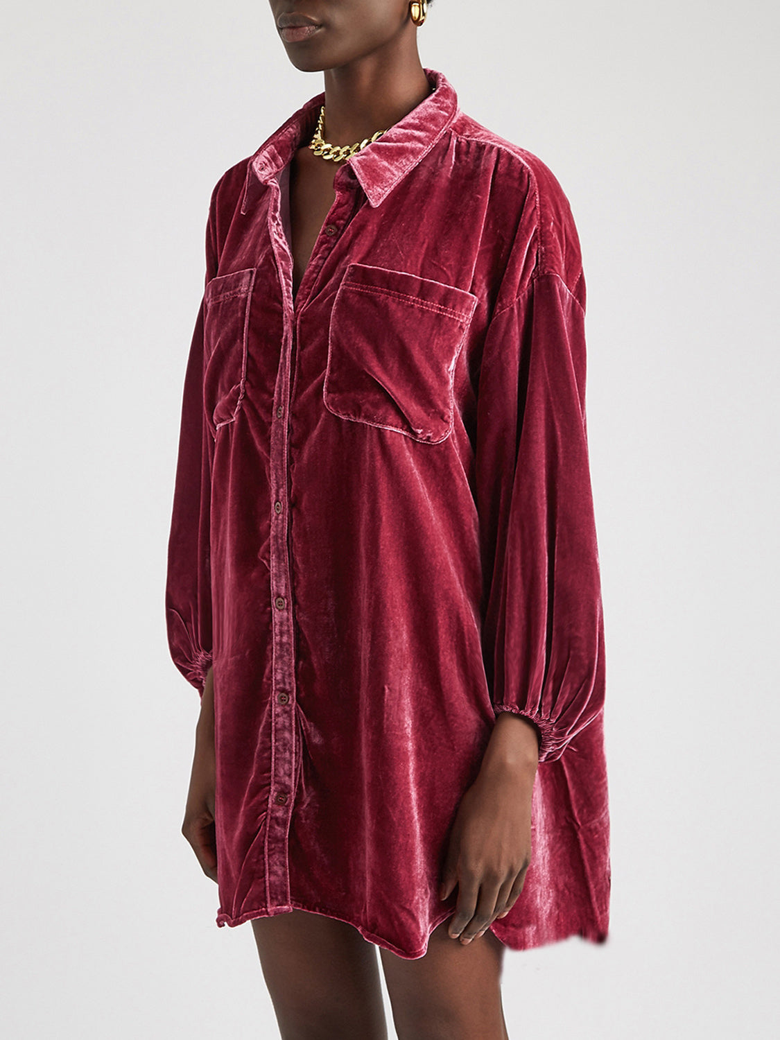 Collared Neck Button Down Long Sleeve Shirt - The Goddess Galleries
