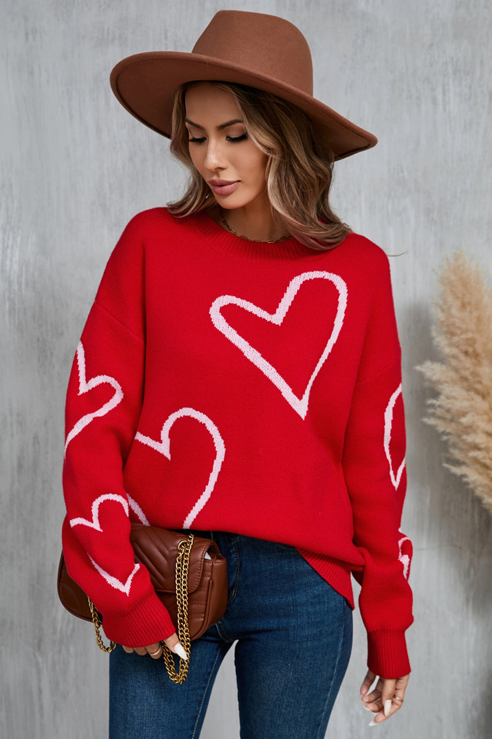 Angel Wings Heart Dropped Shoulder Long Sleeve Sweater - The Goddess Galleries