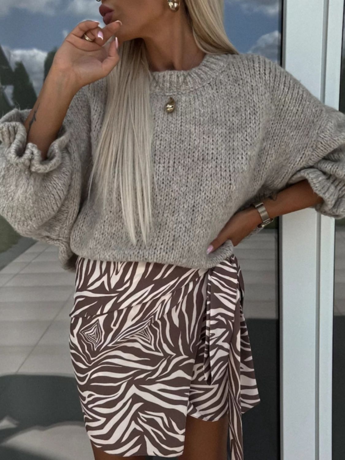 Round Neck Long Sleeve Sweater - The Goddess Galleries