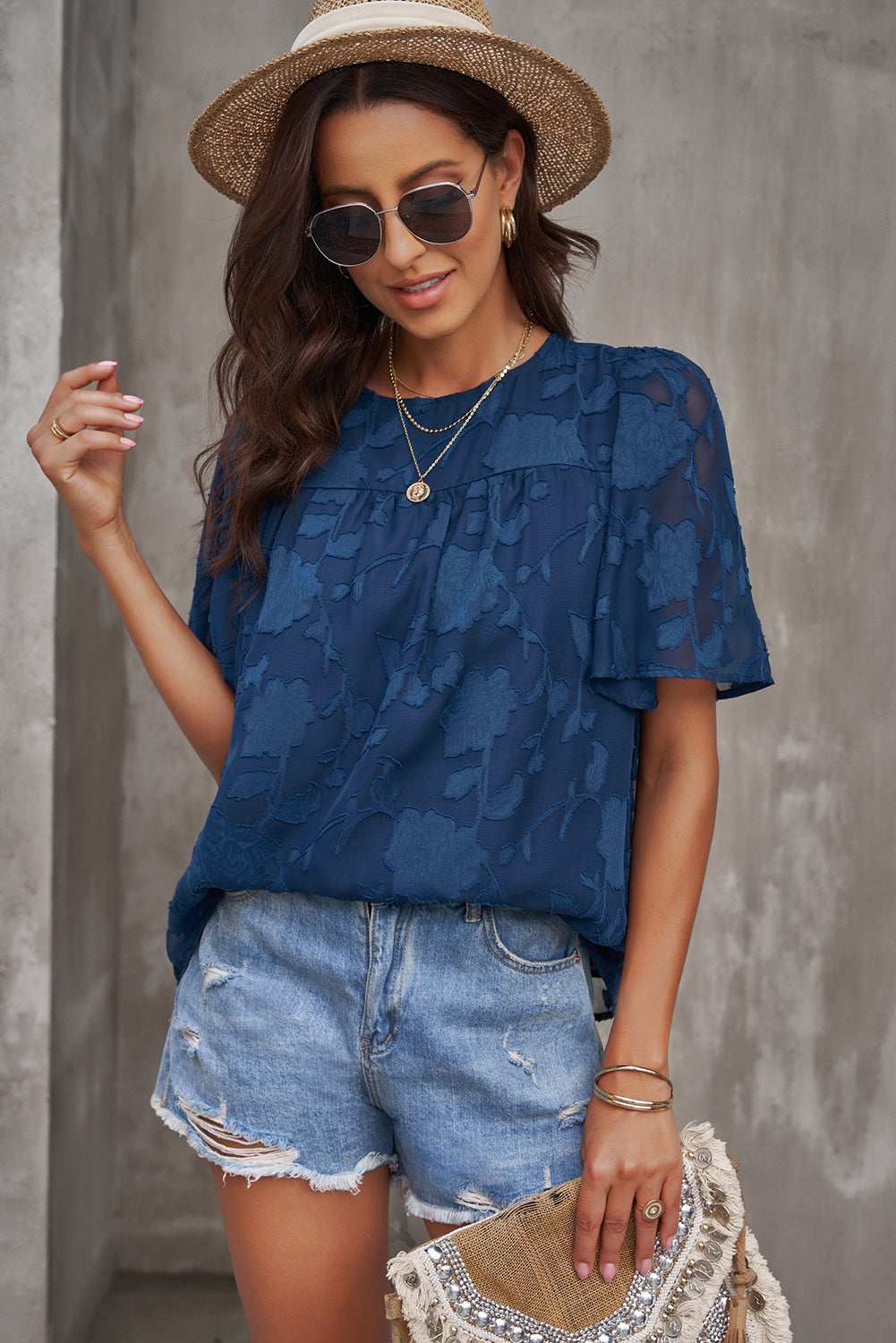 Round Neck Puff Sleeve Blouse - The Goddess Galleries