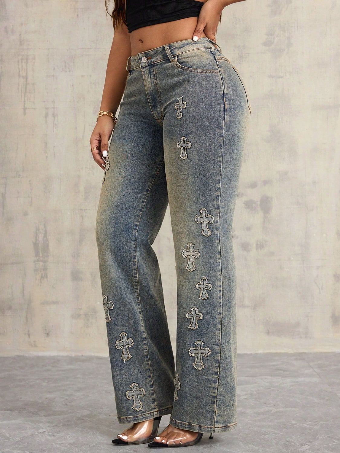 Cross Wide Leg Jeans with Pockets - The Goddess Galleries