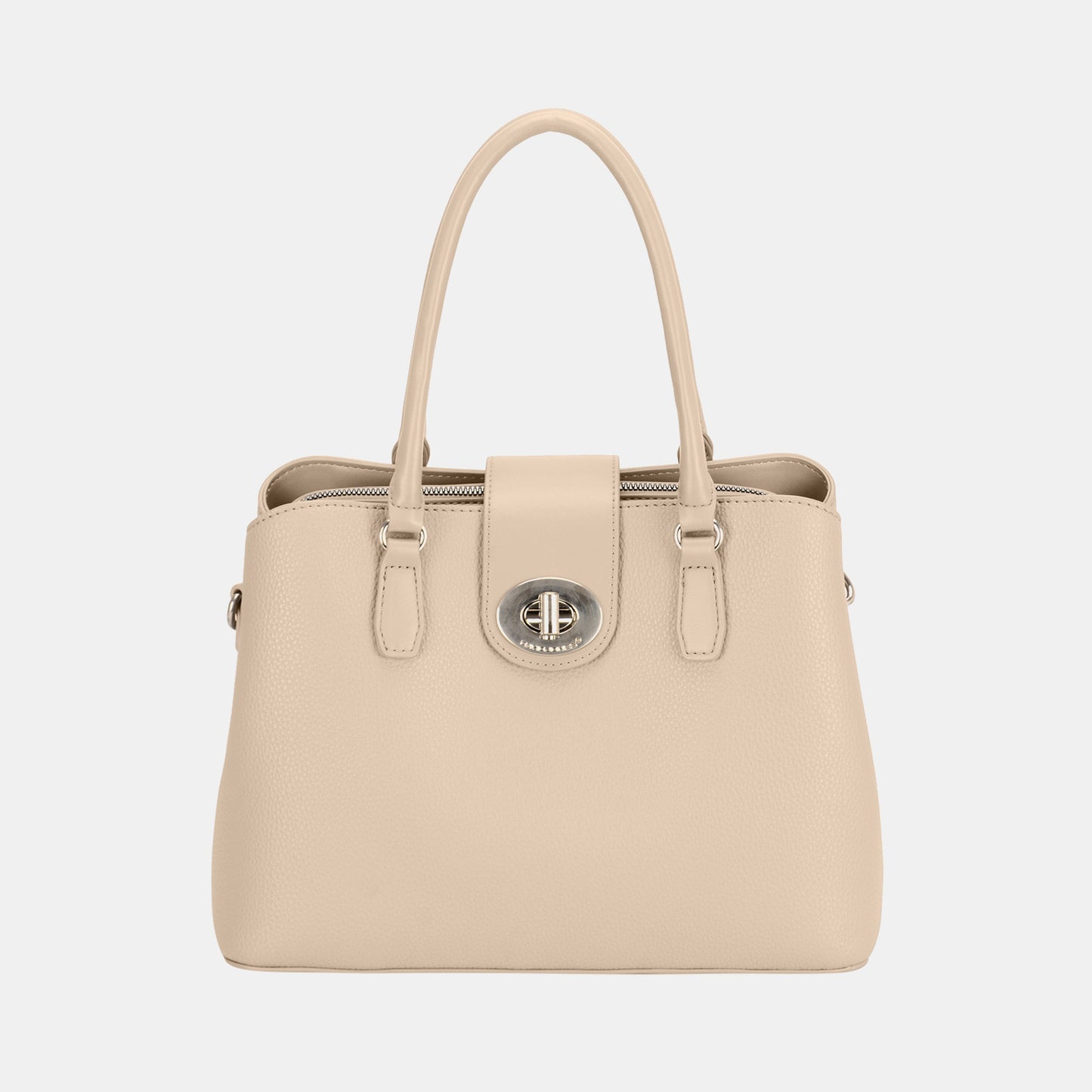 David Jones PU Leather Twist-Lock Tote Bag - The Goddess Galleries