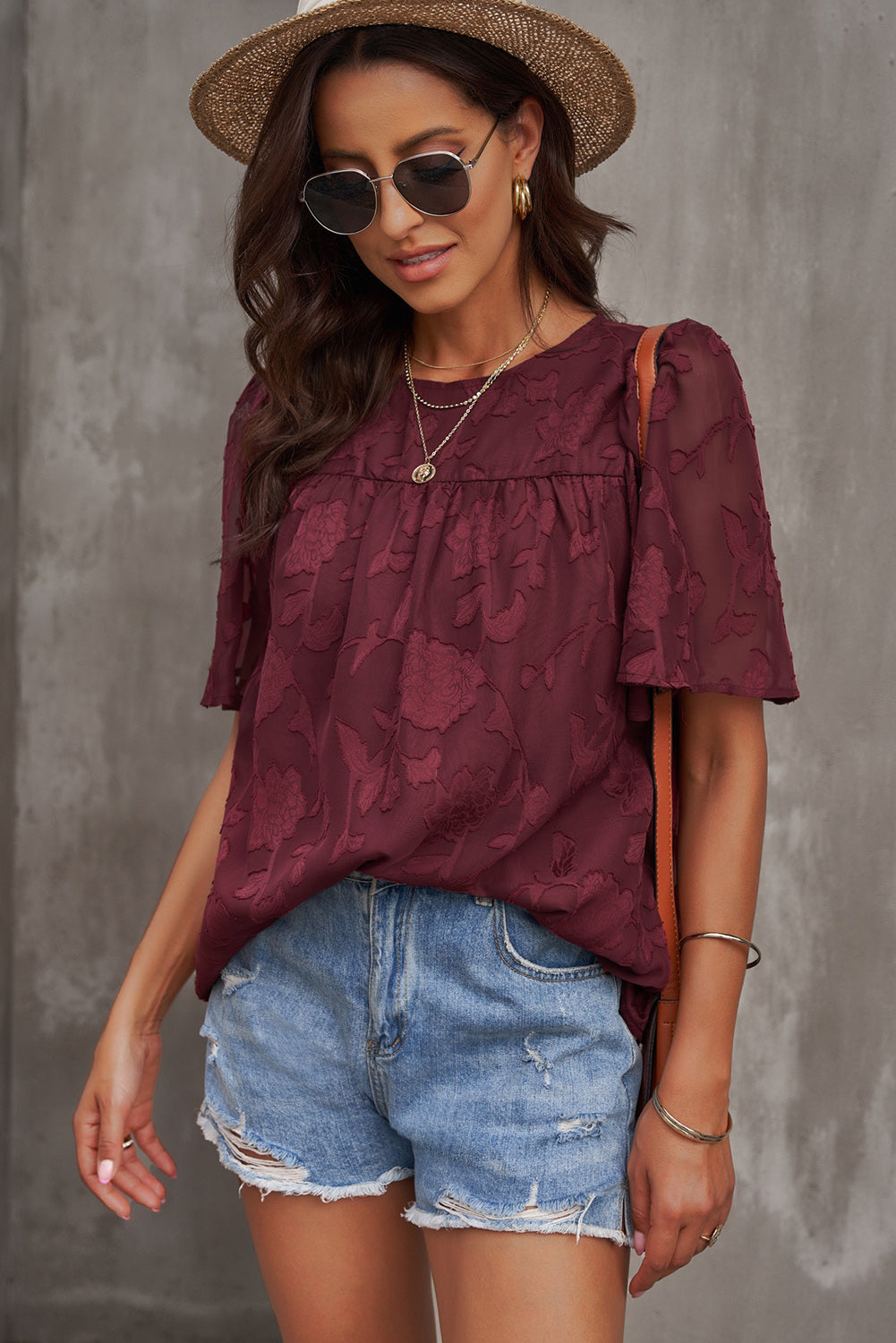 Round Neck Puff Sleeve Blouse - The Goddess Galleries