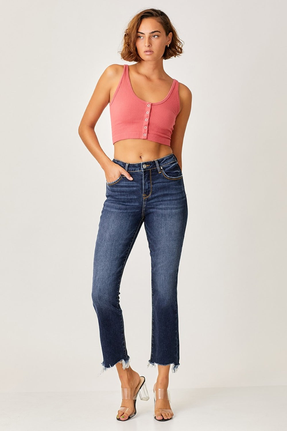 Risen Full Size Frayed Hem Cropped Straight Jeans - The Goddess Galleries