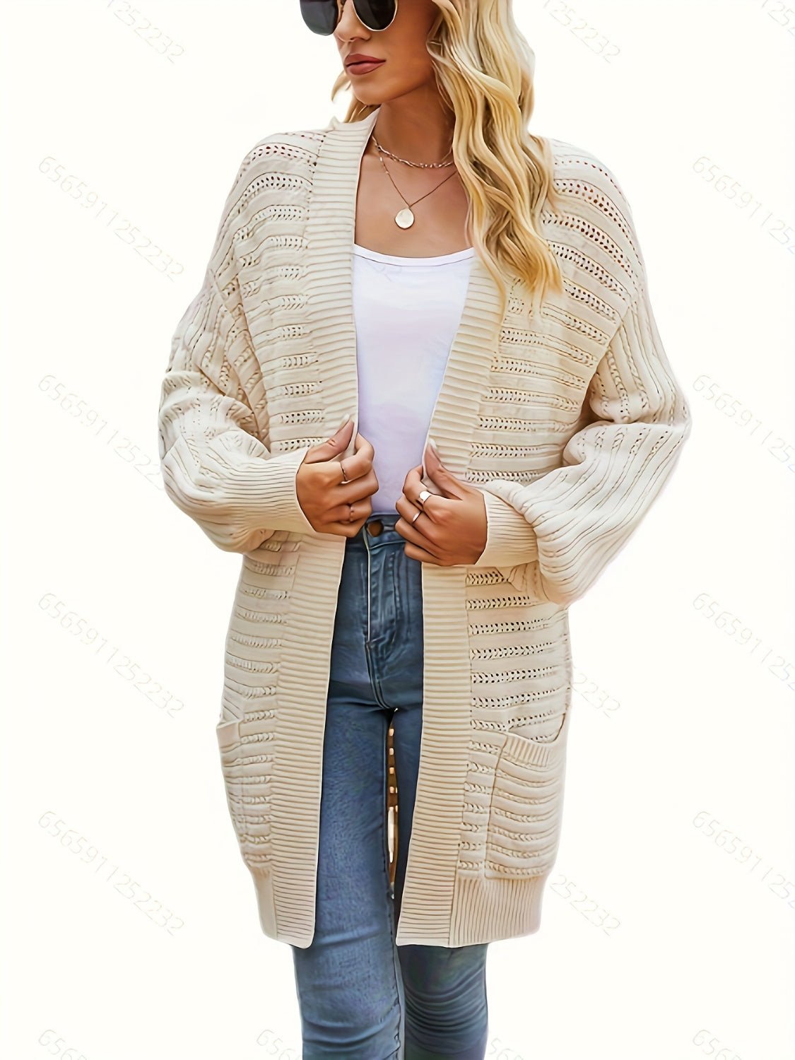 Open Front Sweater Cardigan with Pockets - The Goddess Galleries