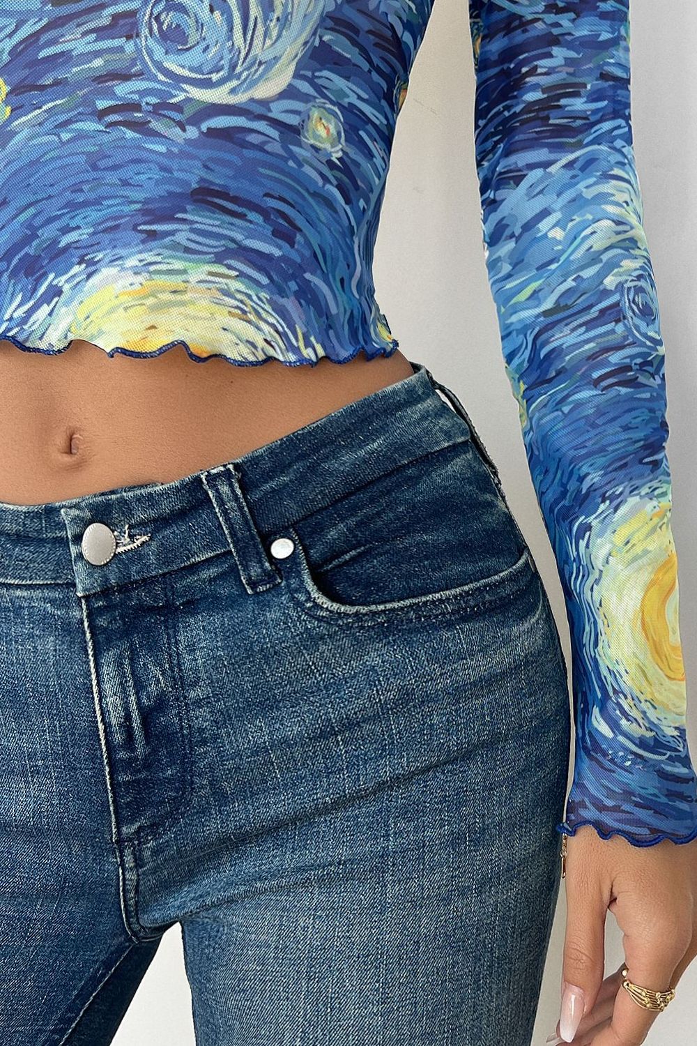Starry Sky Cropped Mesh T-Shirt - The Goddess Galleries