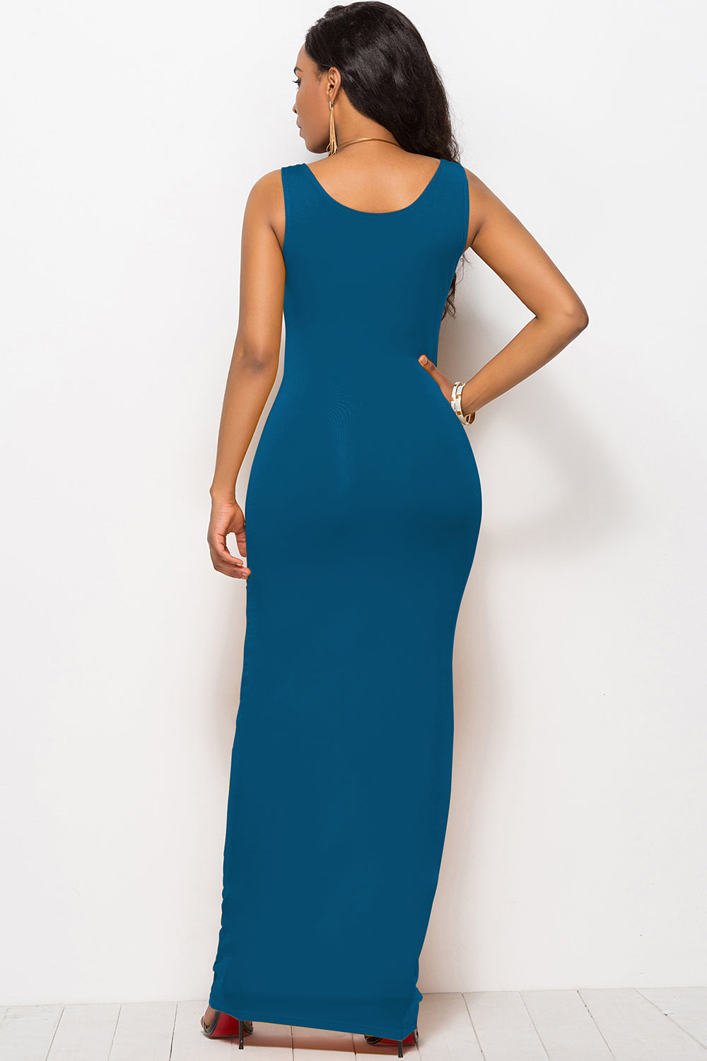 Scoop Neck Wide Strap Maxi Dress - The Goddess Galleries