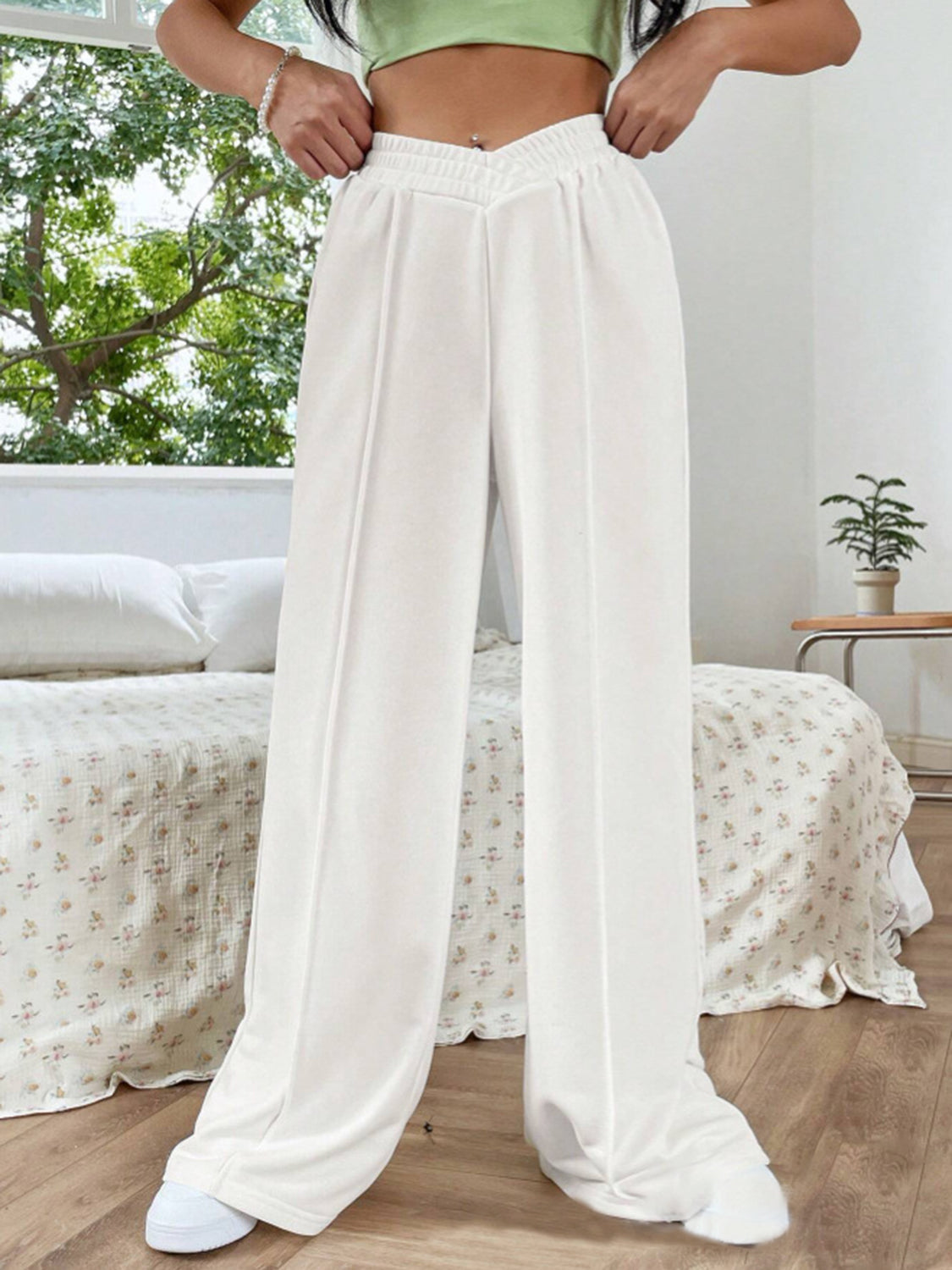 Elastic Waist Wide Leg Pants - The Goddess Galleries