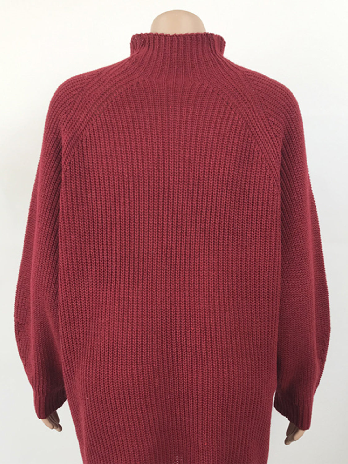 Mock Neck Dropped Shoulder Sweater Dress - The Goddess Galleries