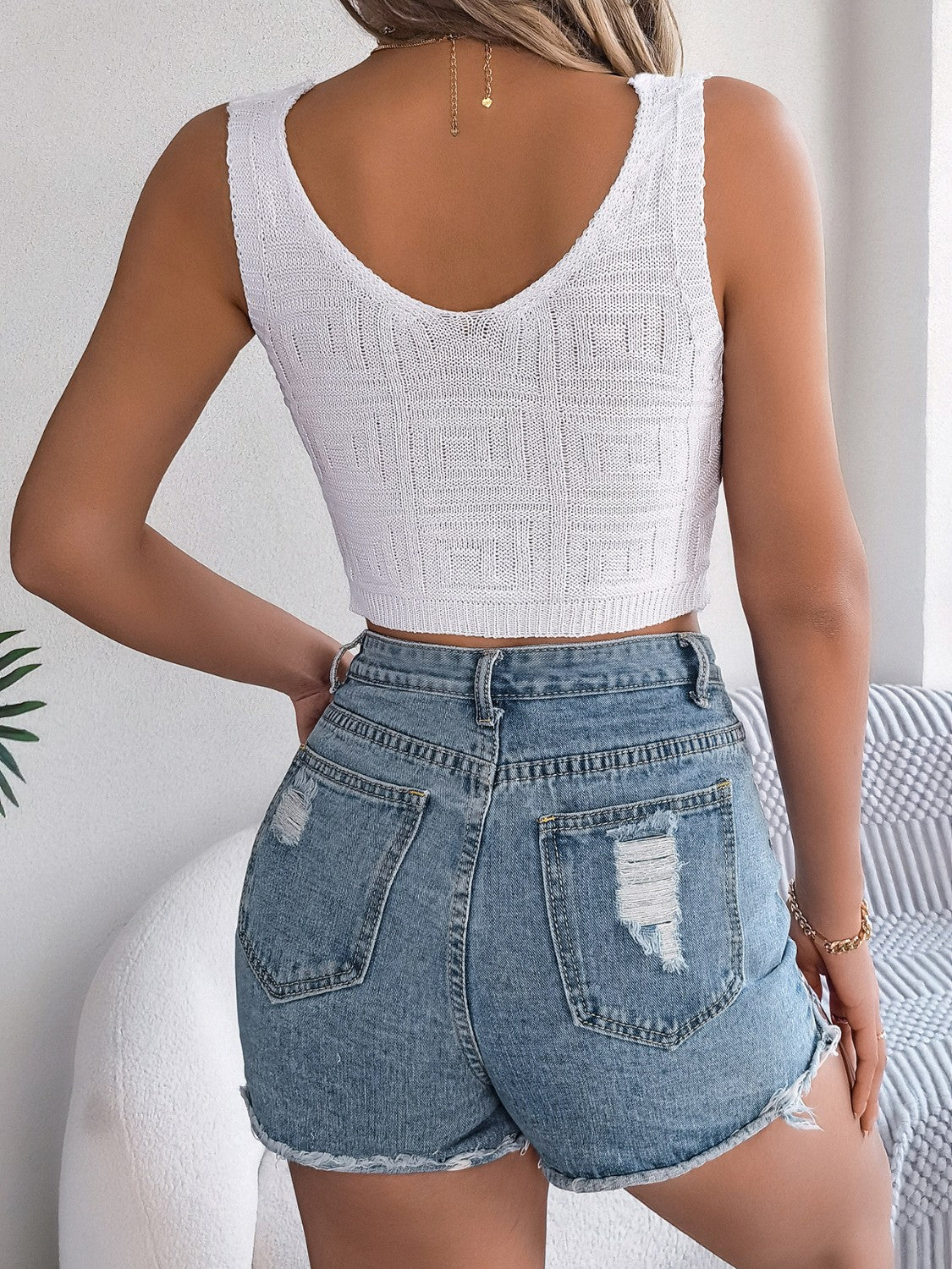Twisted V-Neck Knit Vest - The Goddess Galleries