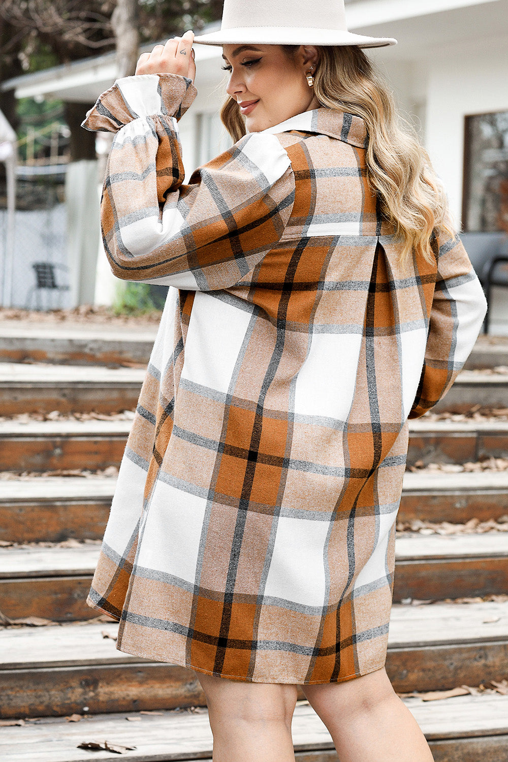 Plus Size Plaid Button Up Shirt Dress - The Goddess Galleries