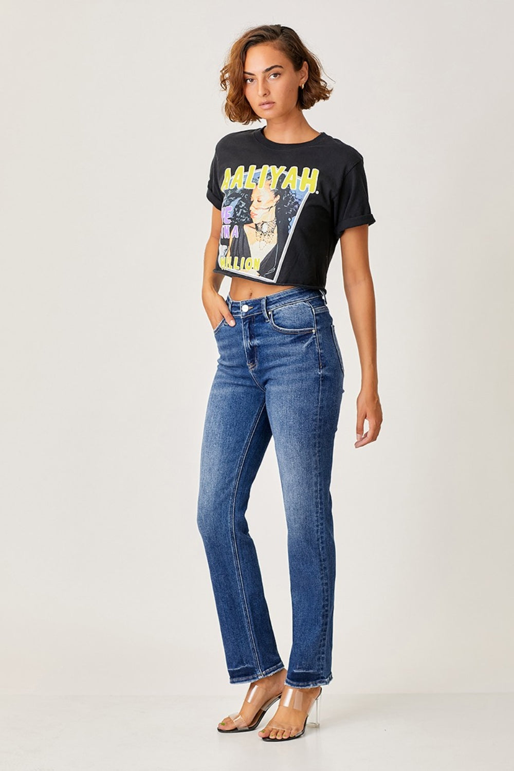 RISEN Mid Rise Slim Straight Jeans - The Goddess Galleries