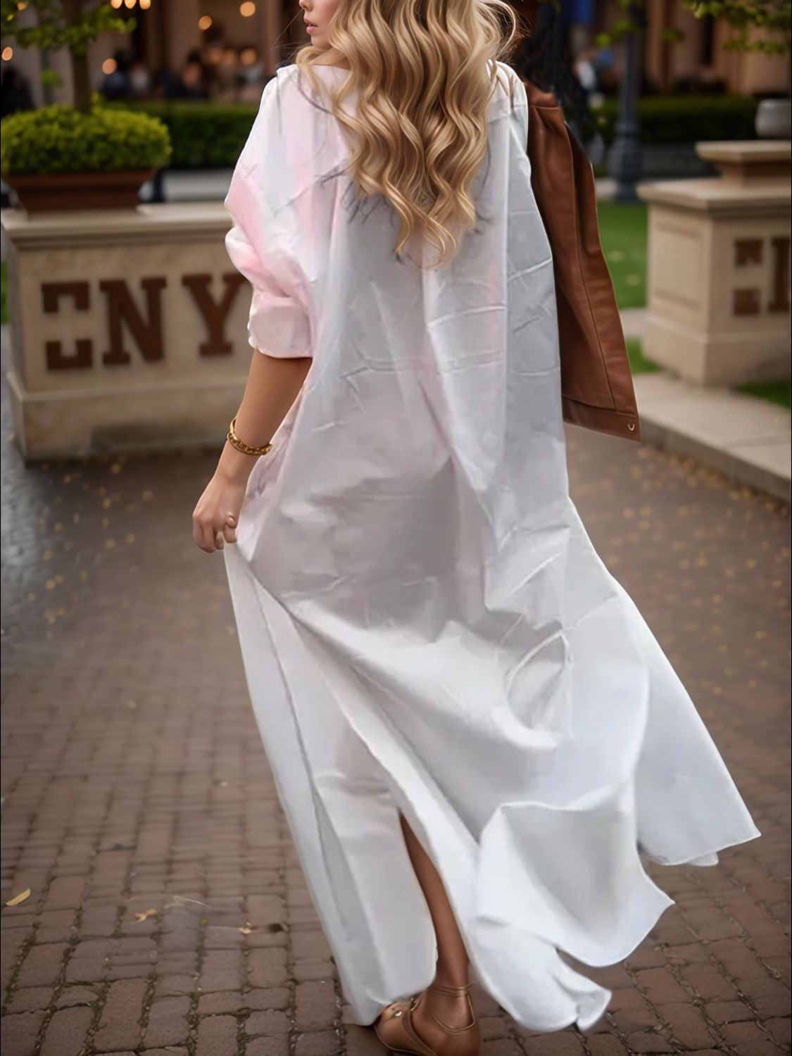 Devine Button Down Long Sleeve Maxi Shirt Dress - The Goddess Galleries