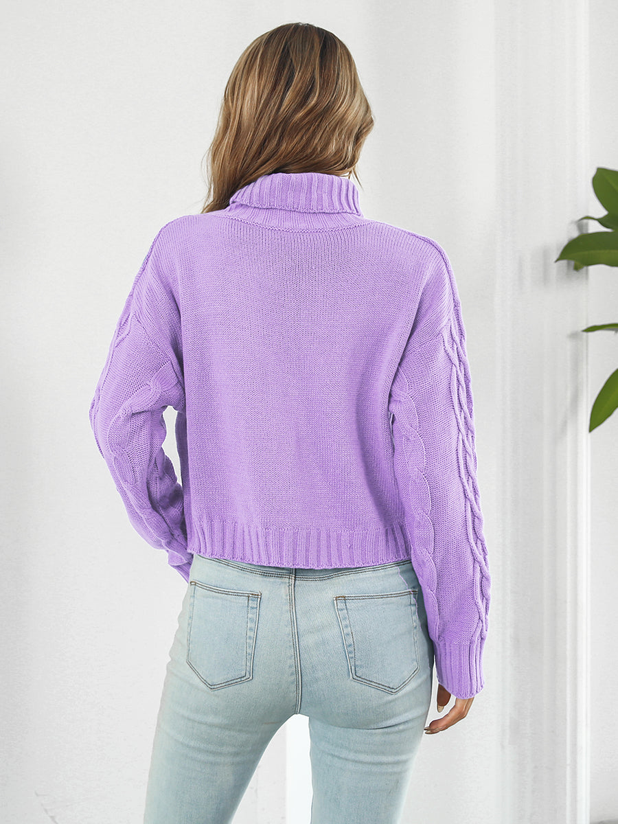 Turtleneck Dropped Shoulder Sweater - The Goddess Galleries