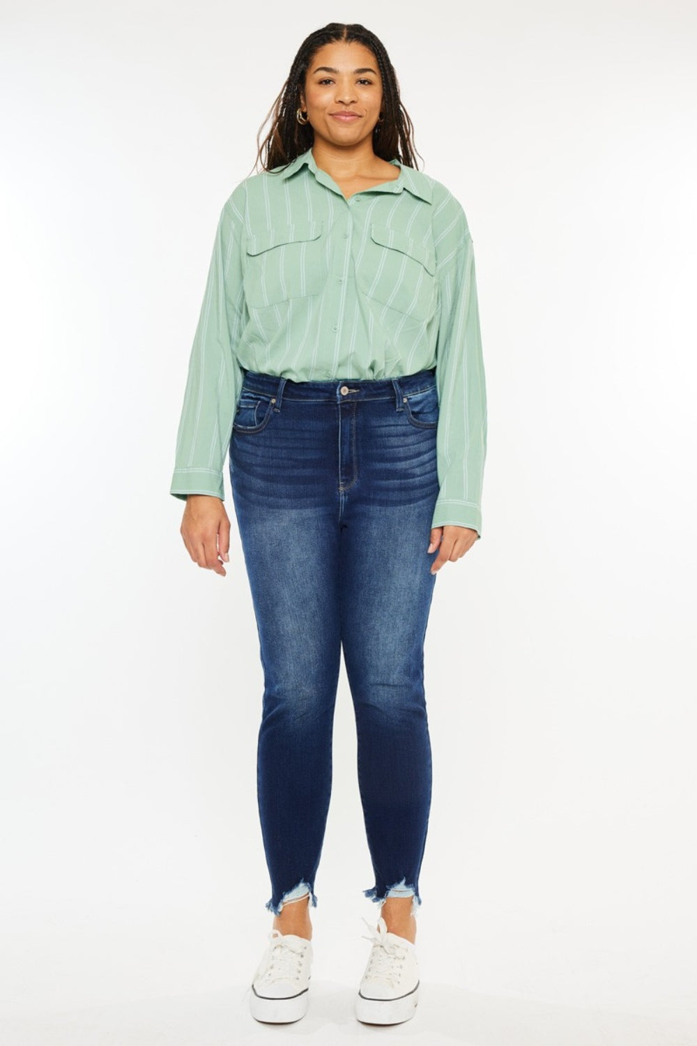 Kancan Full Size High Rise Frayed Ankle Skinny Jeans - The Goddess Galleries