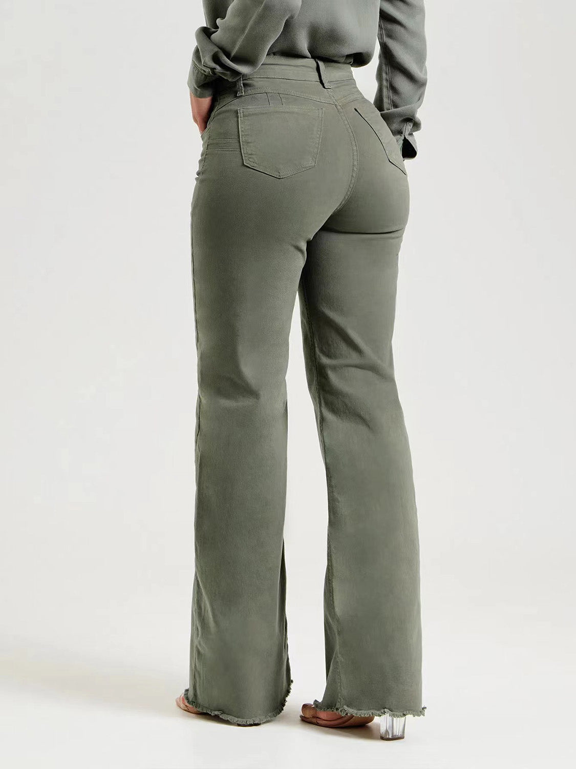 Buttoned Raw Hem Jeans with Pockets - The Goddess Galleries