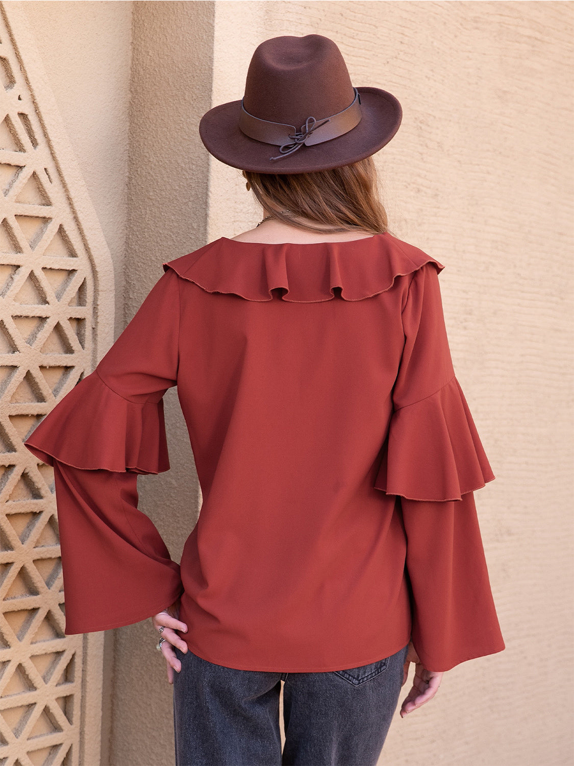 Statement Collar Long Sleeve Blouse - The Goddess Galleries