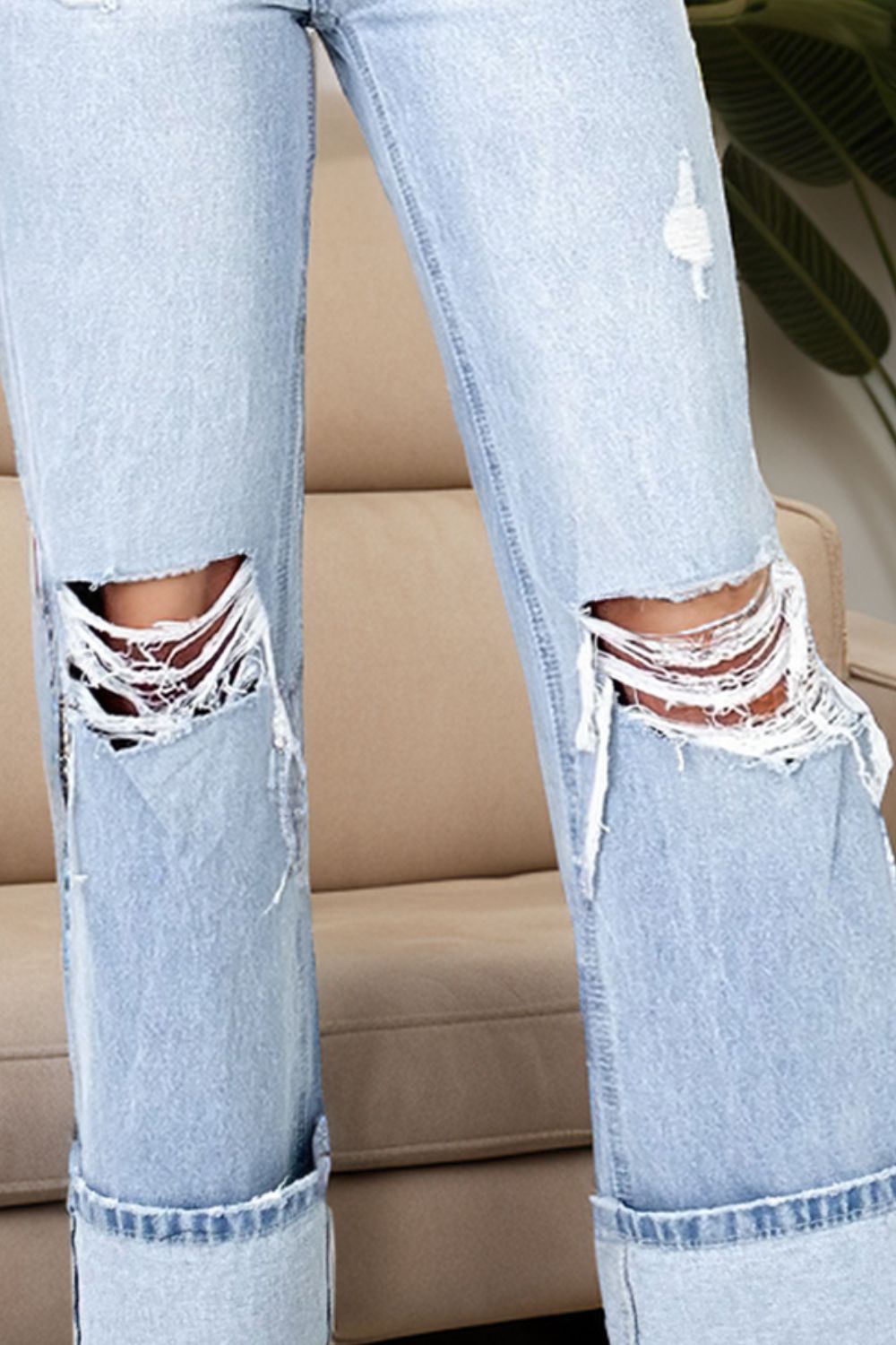 Distressed High Waist Jeans with Pockets - The Goddess Galleries