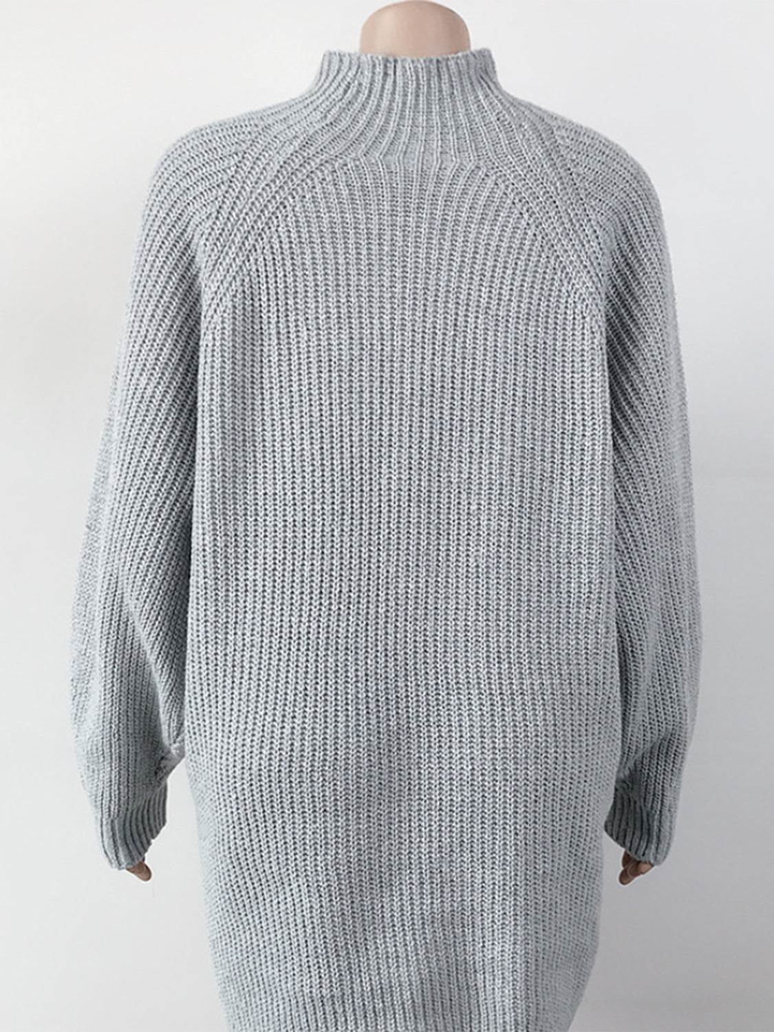 Mock Neck Dropped Shoulder Sweater Dress - The Goddess Galleries