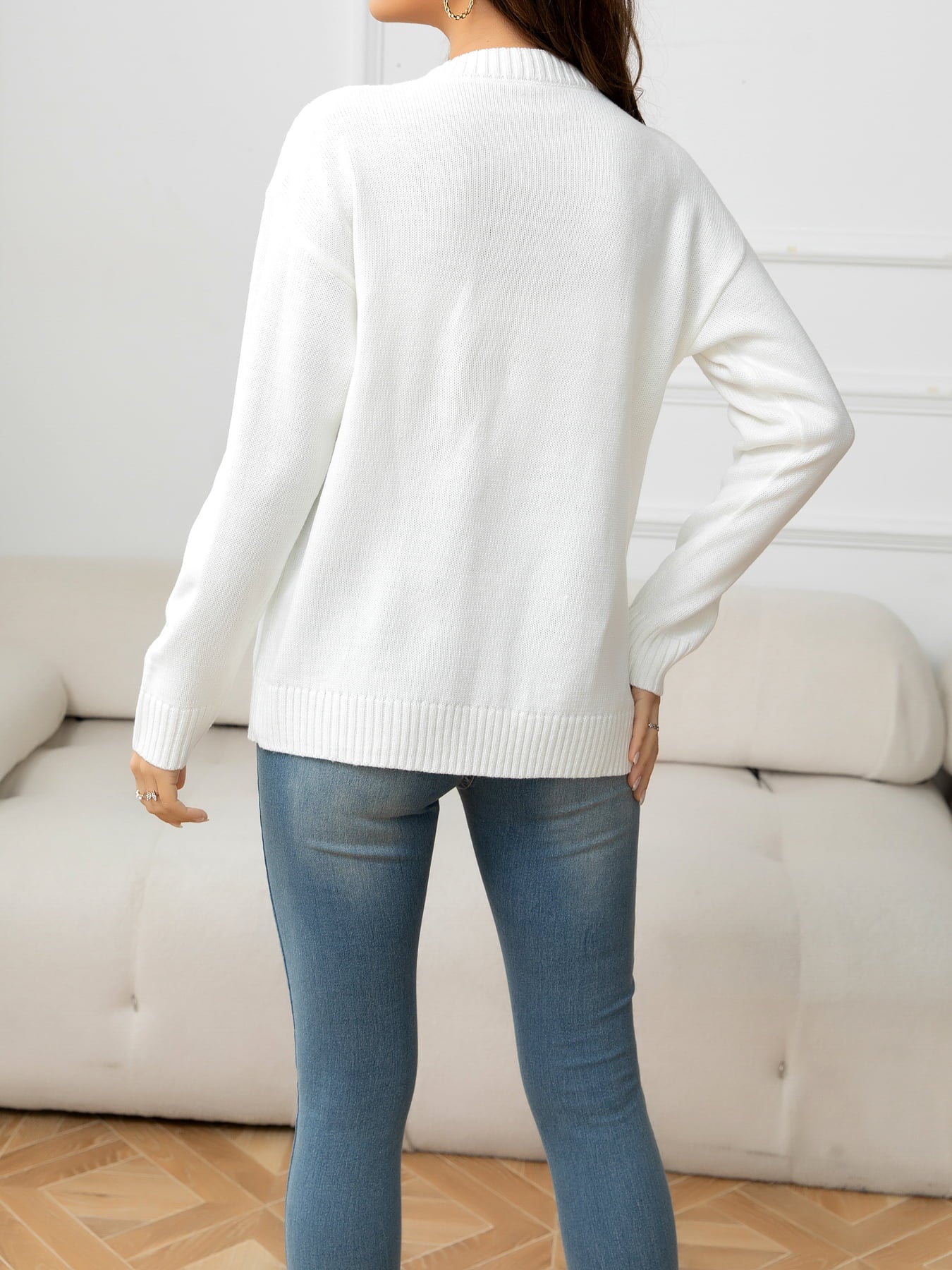 V-Neck Long Sleeve Buttoned Knit Top with Pocket - The Goddess Galleries