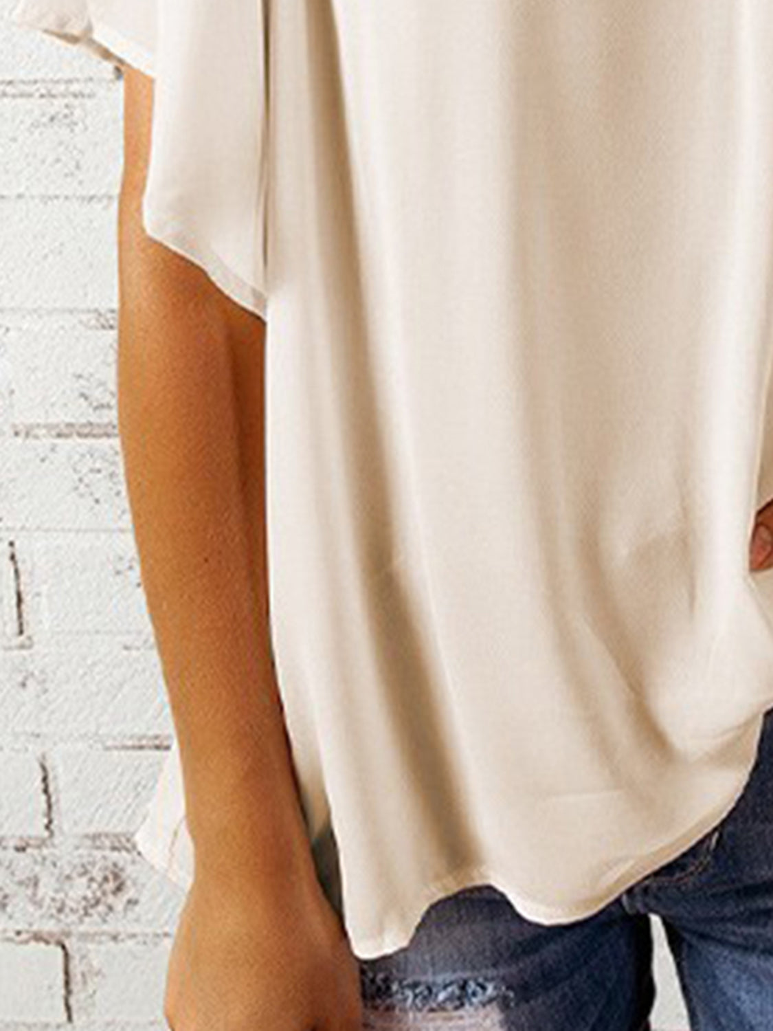 Ruched Notched Half Sleeve Blouse - The Goddess Galleries