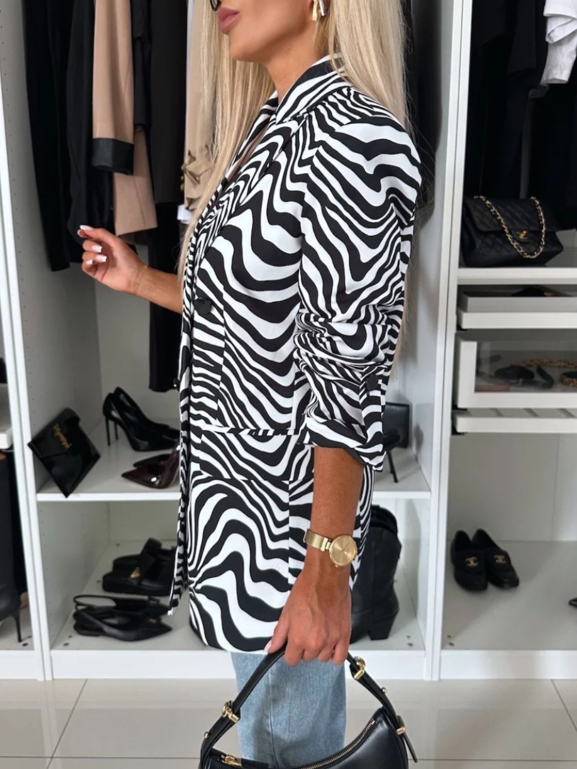 Animal Print Long Sleeve Blazer - The Goddess Galleries