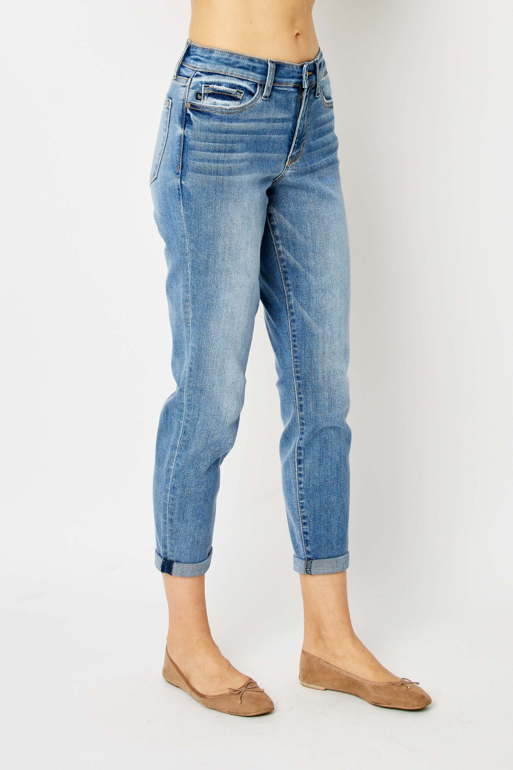 Judy Blue Full Size Cuffed Hem Slim Jeans - The Goddess Galleries