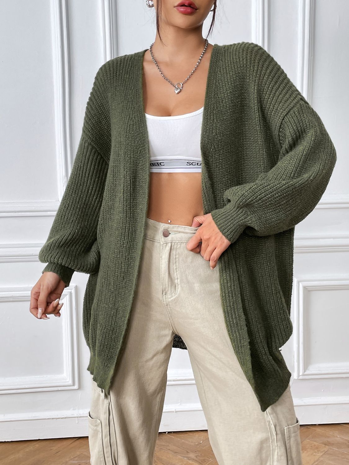 Open Front Long Sleeve Cardigan - The Goddess Galleries