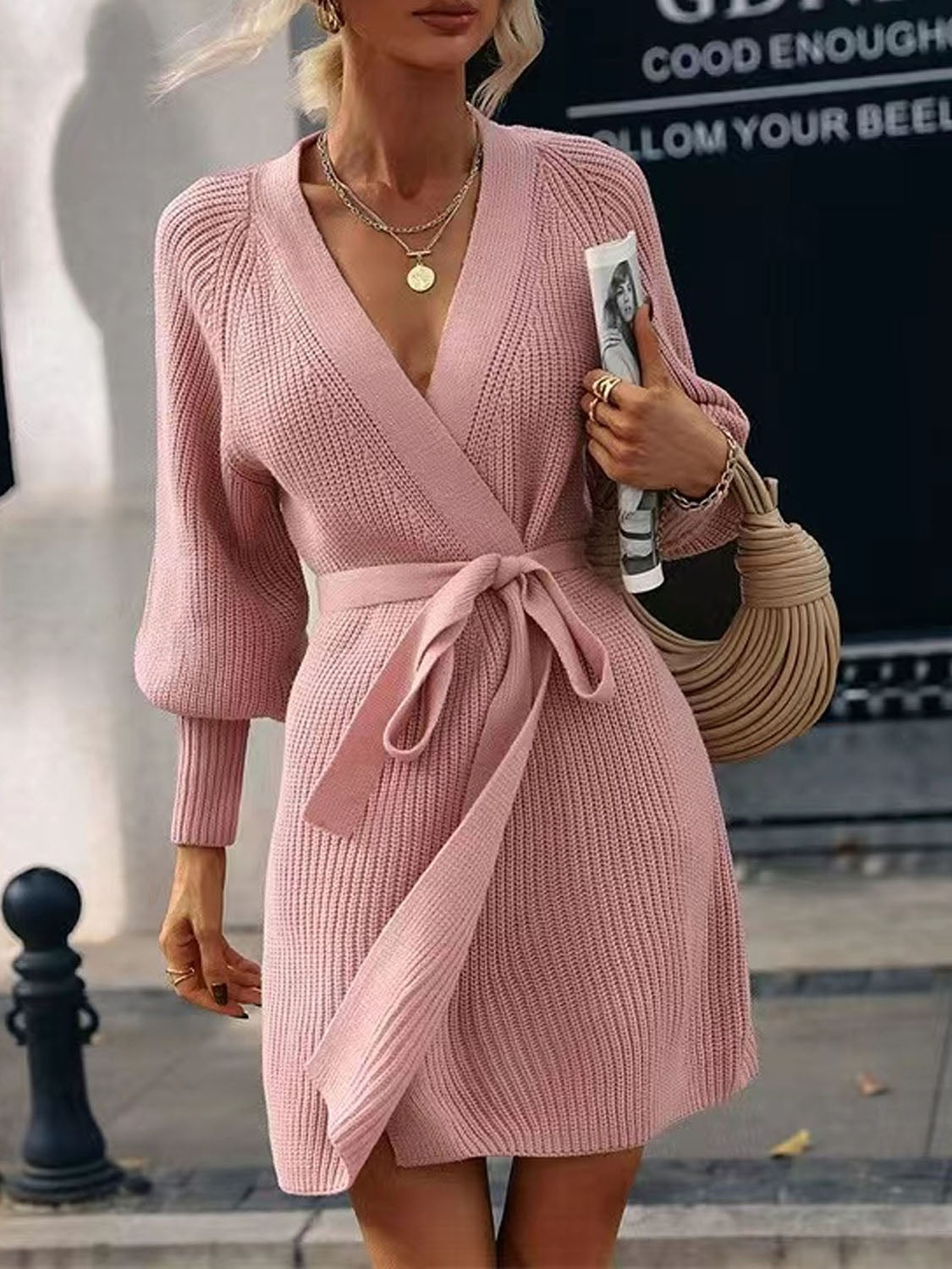 Open Front Lantern Sleeve Tied Cardigan - The Goddess Galleries