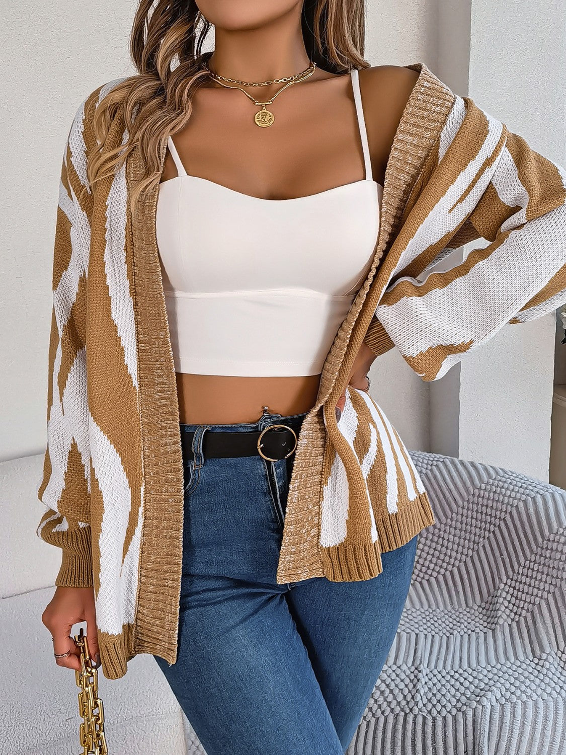 Open Front Animal Print Cardigan - The Goddess Galleries