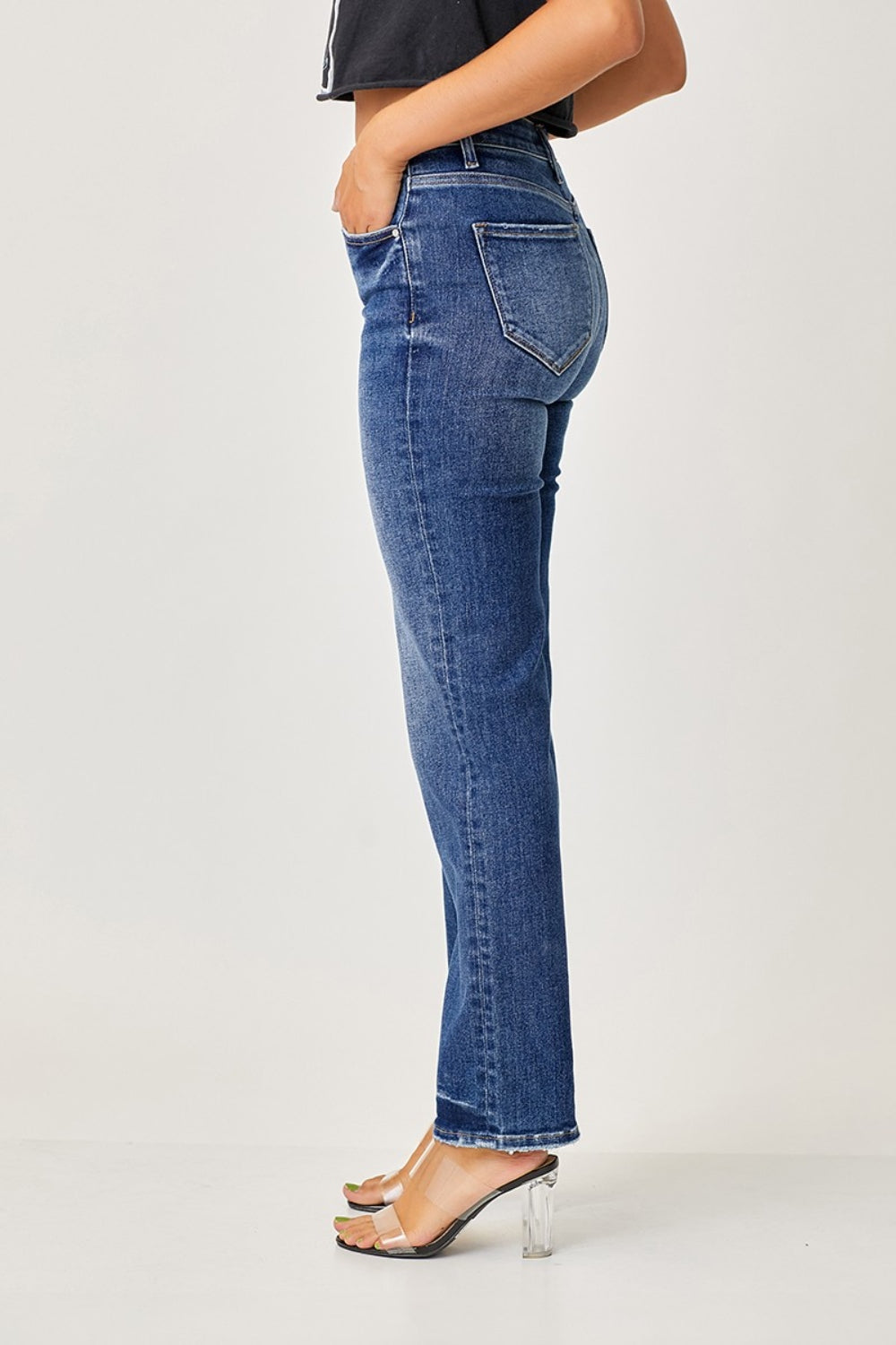 RISEN Mid Rise Slim Straight Jeans - The Goddess Galleries