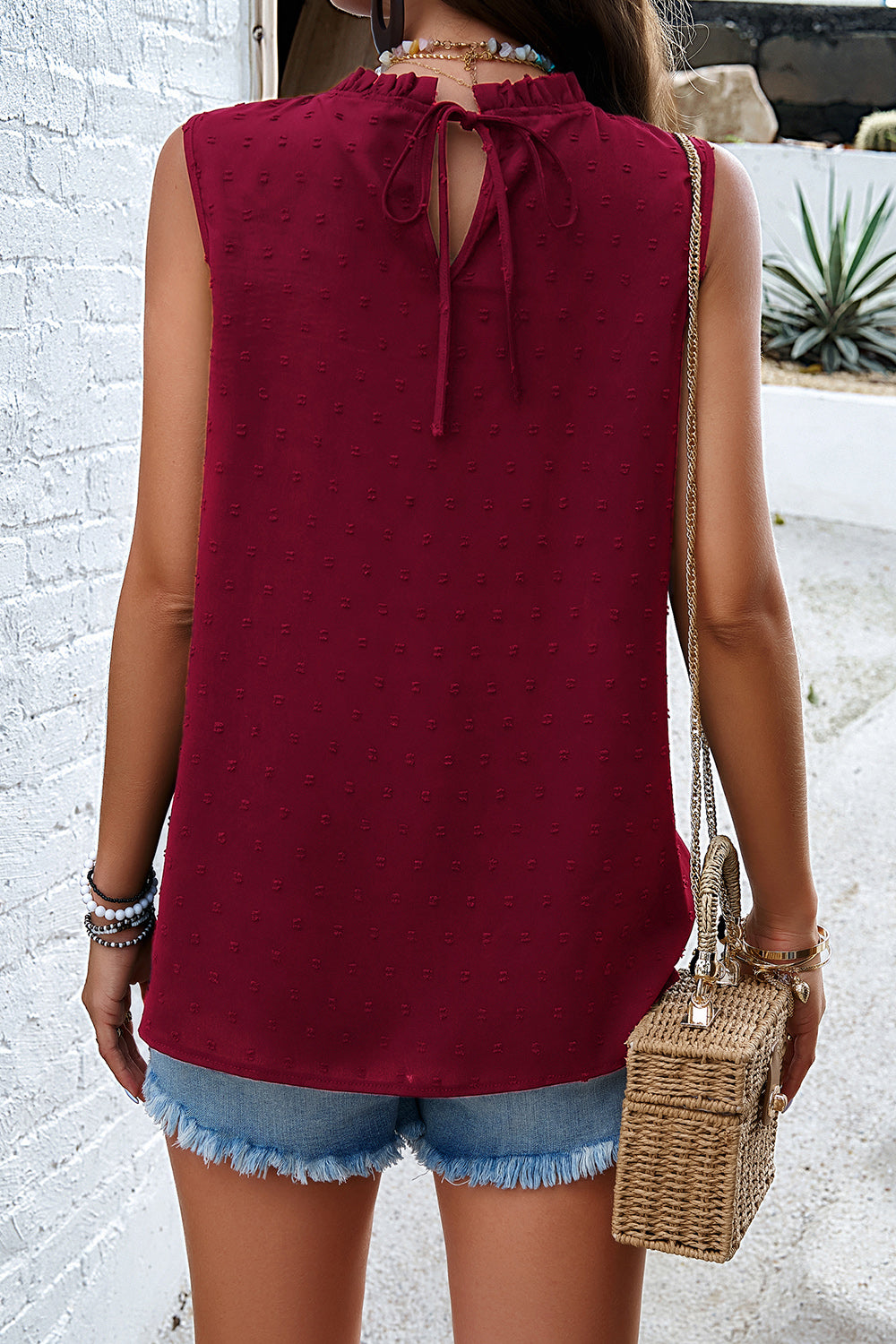 Devine Swiss Dot Round Neck Tank - The Goddess Galleries
